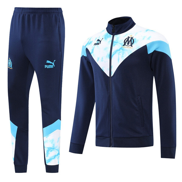 22-23 Marseille White&amp;Navy Full Zip Tracksuit