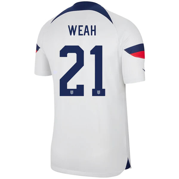 USA (USMNT) Home Timothy Weah 21 World Cup White Soccer Jersey 2022 (Player Version)