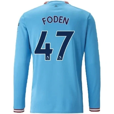 Manchester City Phil Foden 47 Home Long Sleeve Jersey 22-23