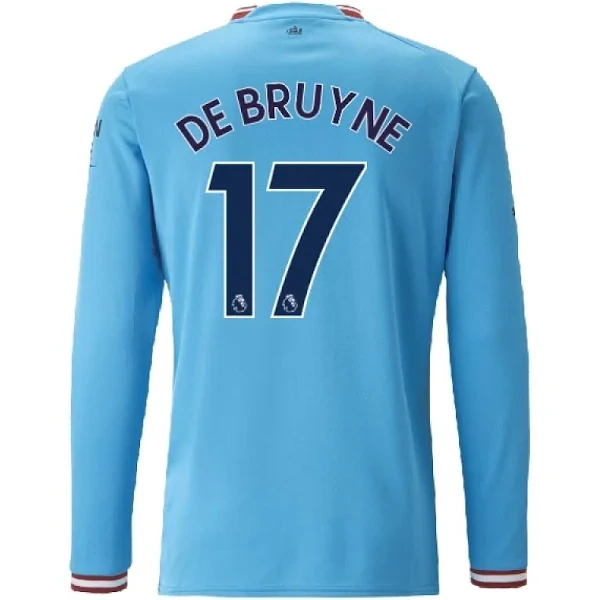 Manchester City Kevin De Bruyne 17 Home Long Sleeve Jersey 22-23