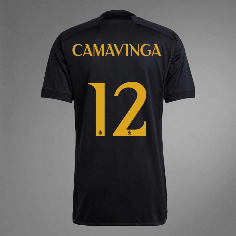 Real Madrid Home Eduardo Camavinga #12 Black Jersey Kit 2023/2024