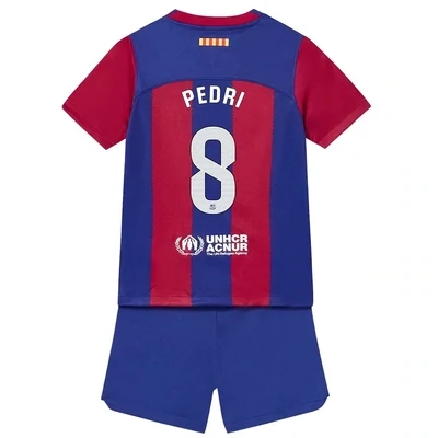 Barcelona Home Pedri #8 Jersey Kids Kit 2023-2024