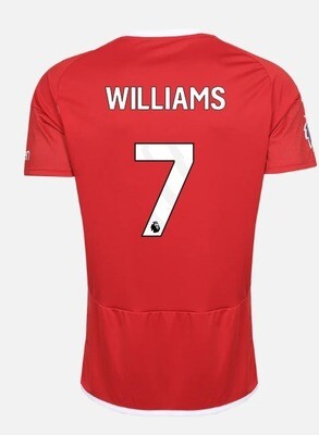 Nottingham Forest Home Neco Williams #7 Home Jersey 2023-2024