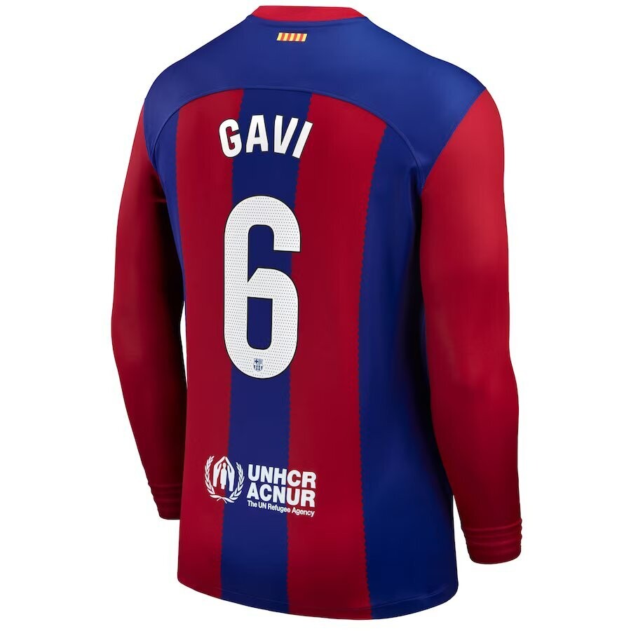 Barcelona Home Gavi 6 Long Sleeve Jersey 2023-2024