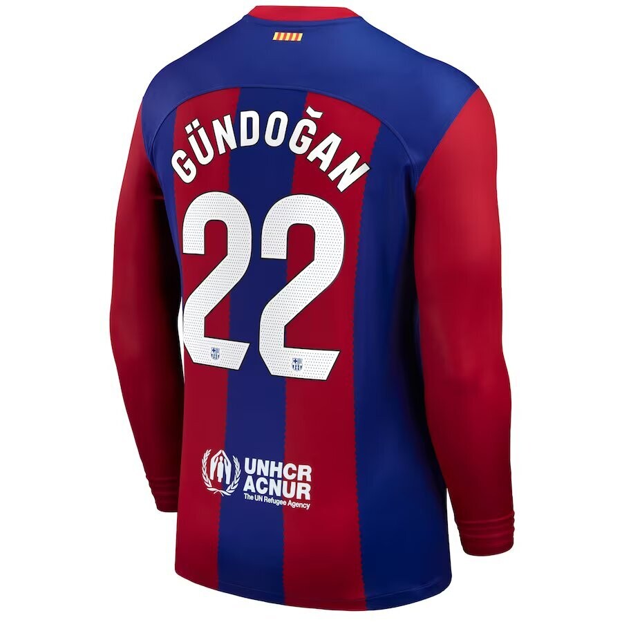 Barcelona Home Ilkay Gündogan 22 Long Sleeve Jersey 2023-2024