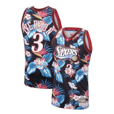 2019 Philadelphia 76ers Allen Iverson 3 Floral Fashion Swingman Jersey