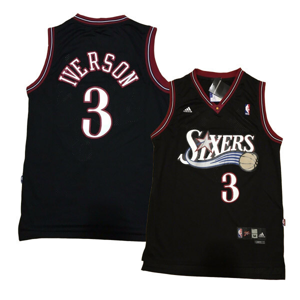 1997-98 Philadelphia 76ers Allen Iverson #3 Black NBA Jersey