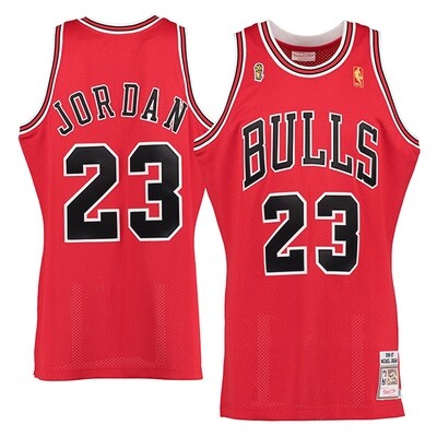 1996-1997 Chicago Bulls Michael Jordan Mitchell &amp; Ness Red NBA Finals Jersey