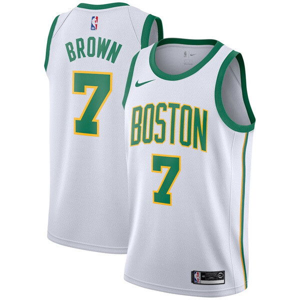2018-2019 Boston Celtics Jaylen Brown White Swingman City Edition Jersey