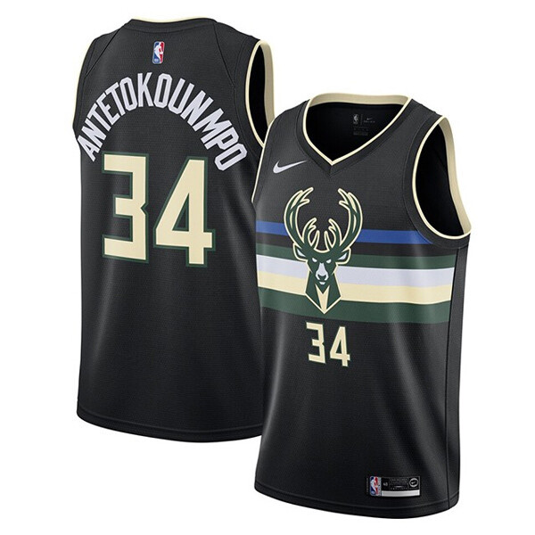 2019-20 Milwaukee Bucks Giannis Antetokounmpo 34 Black Finished Swingman Jersey