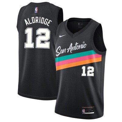 Men’s San Antonio Spurs LaMarcus Aldridge #12 Black Swingman Jersey