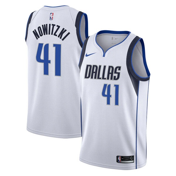 Men’s Dallas Mavericks White Dirk Nowitzki #41 Swingman Jersey