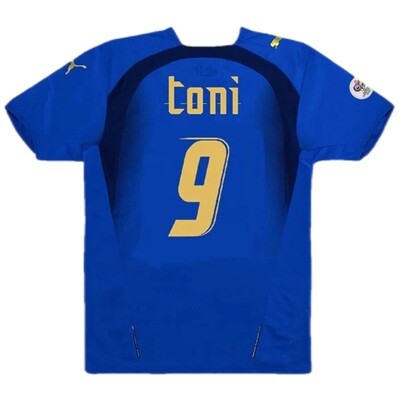 Italy Home  Luca Toni #9 Blue Retro Soccer Jersey Shirt 2006