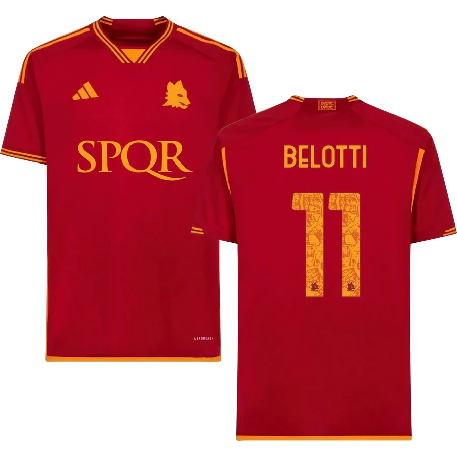 AS Roma Andrea Belotti #11 Home Jersey 2023-2024 With SPQR Sponsor