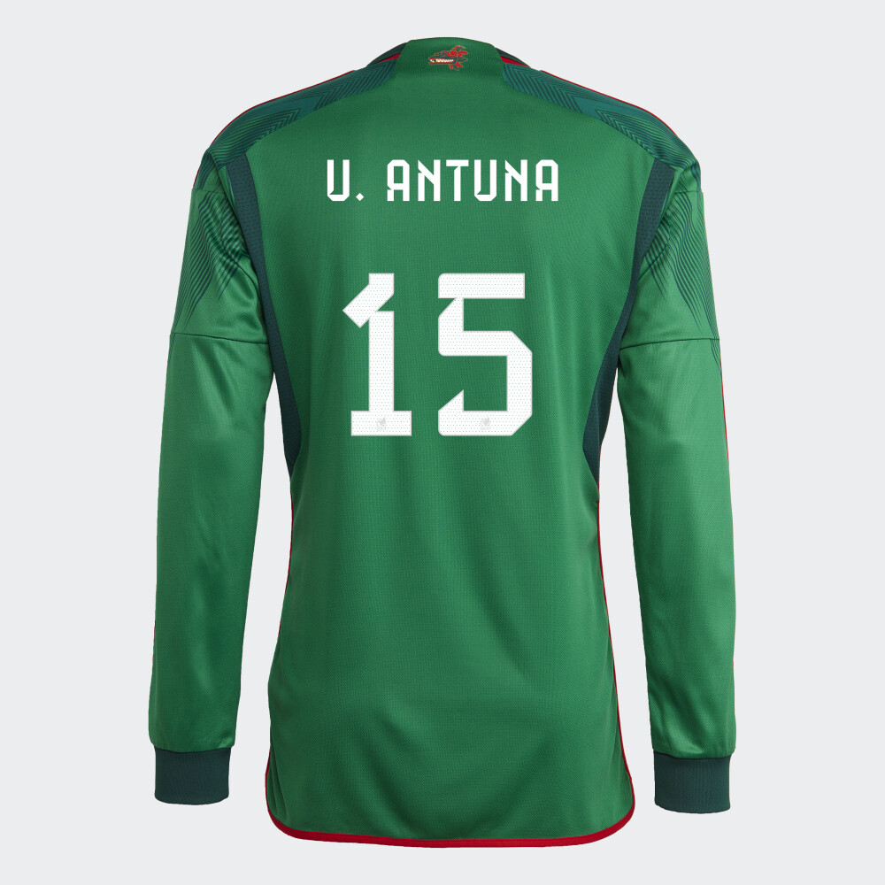 Mexico Uriel Antuna 21 Home Long Sleeve Jersey 2022/2023