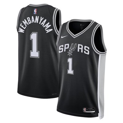 Men&#39;s San Antonio Spurs Victor Wembanyama
 #1  Black Icon Jersey 2022-2023