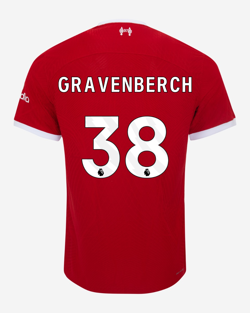 Liverpool Home Ryan Gravenberch #38 Jersey 2023-24 (Player Version)
