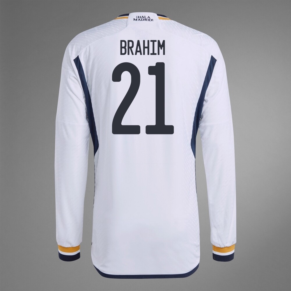  Real Madrid Home Brahim Díaz #21 Long Sleeve Jersey 2023/2024 (Player Version)