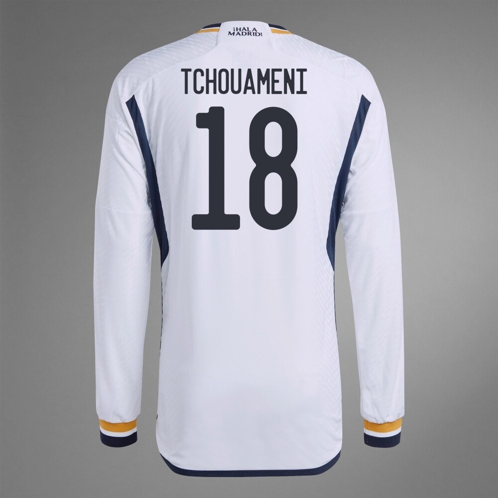  Real Madrid Home Aurélien Tchouaméni #28 Long Sleeve Jersey 2023/2024 (Player Version)
