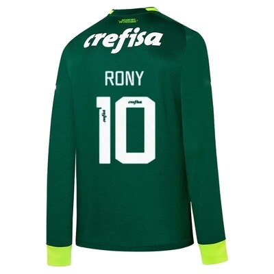 Palmeiras Home Rony 10 Long Sleeve Soccer Football Shirt 2023-24