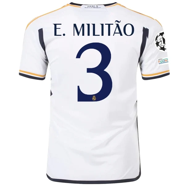Real Madrid Éder Militão Home Jersey 2023/2024 With Champions League + Club World Cup Patches