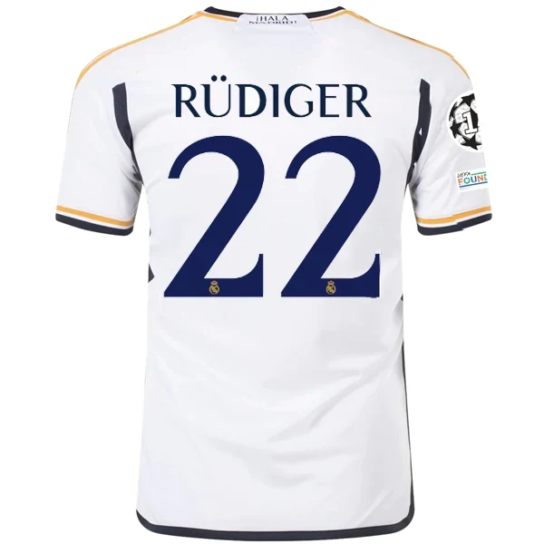 Real Madrid Antonio Rudiger Home Jersey 2023/2024 With Champions League + Club World Cup Patches