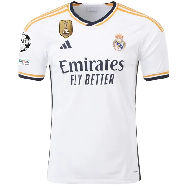 Real Madrid Home Jersey 2023/2024 With Champions League + Club World Cup Patches