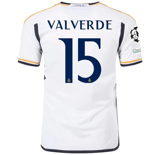 Real Madrid Federico Valverde Home Jersey 2023/2024 With Champions League + Club World Cup Patches