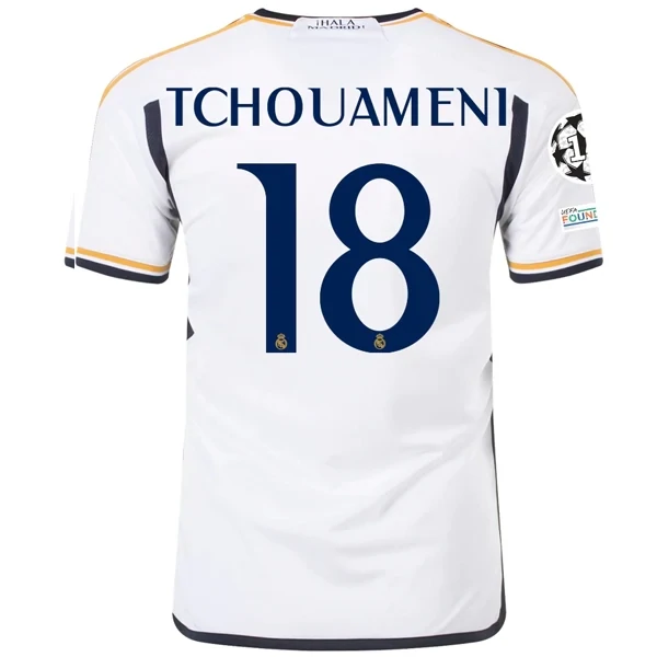 Real Madrid Tchouameni Home Jersey 2023/2024 With Champions League + Club World Cup Patches
