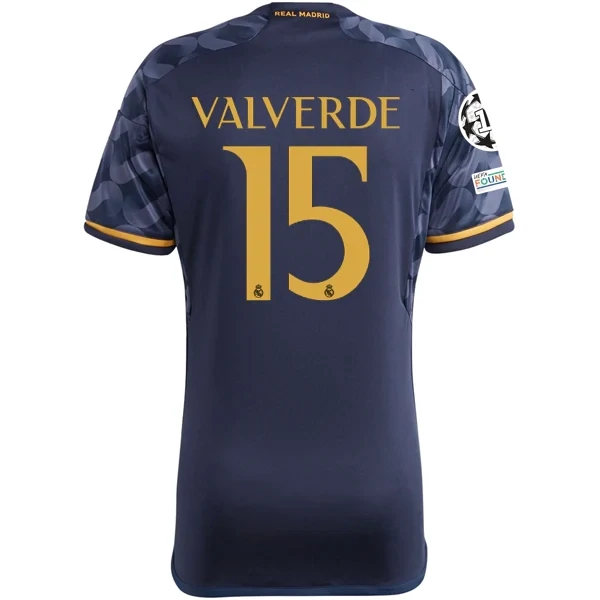 Real Madrid Federico Valverde Away Jersey 2023/2024 With Champions League + Club World Cup Patches