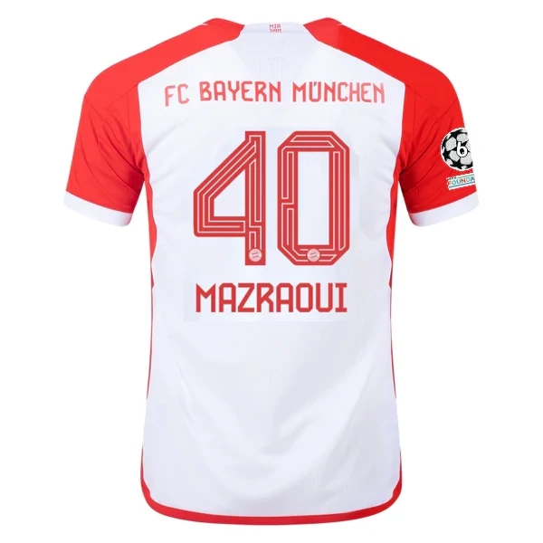 Bayern Munich Noussair Mazraoui Home Jersey 2023/2024 With Champions League Patches