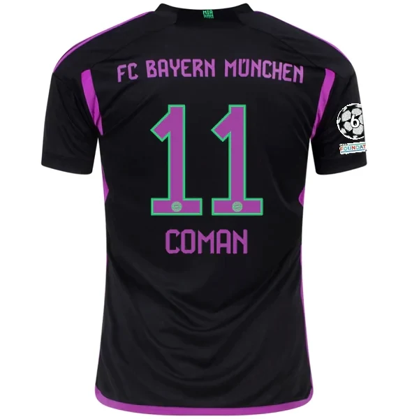 Bayern Munich Kingsley Coman Away Jersey 2023/2024 With Champions League Patches