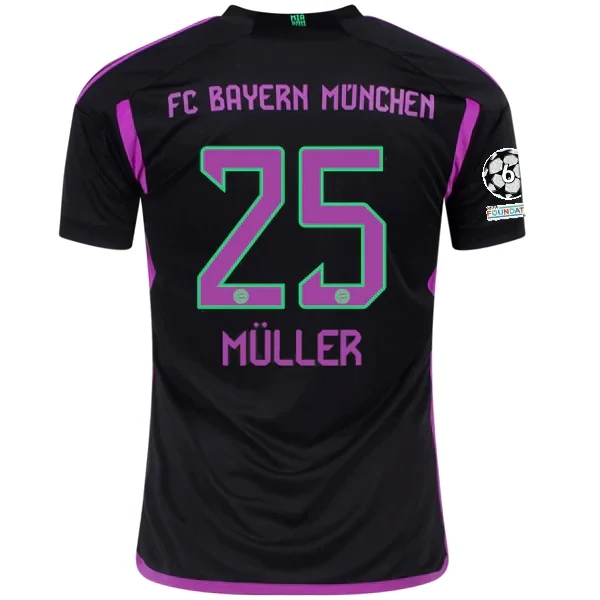 Bayern Munich Thomas Müller Away Jersey 2023/2024 With Champions League Patches