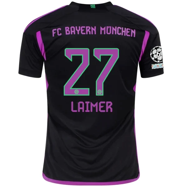 Bayern Munich Konrad Laimer Away Jersey 2023/2024 With Champions League Patches