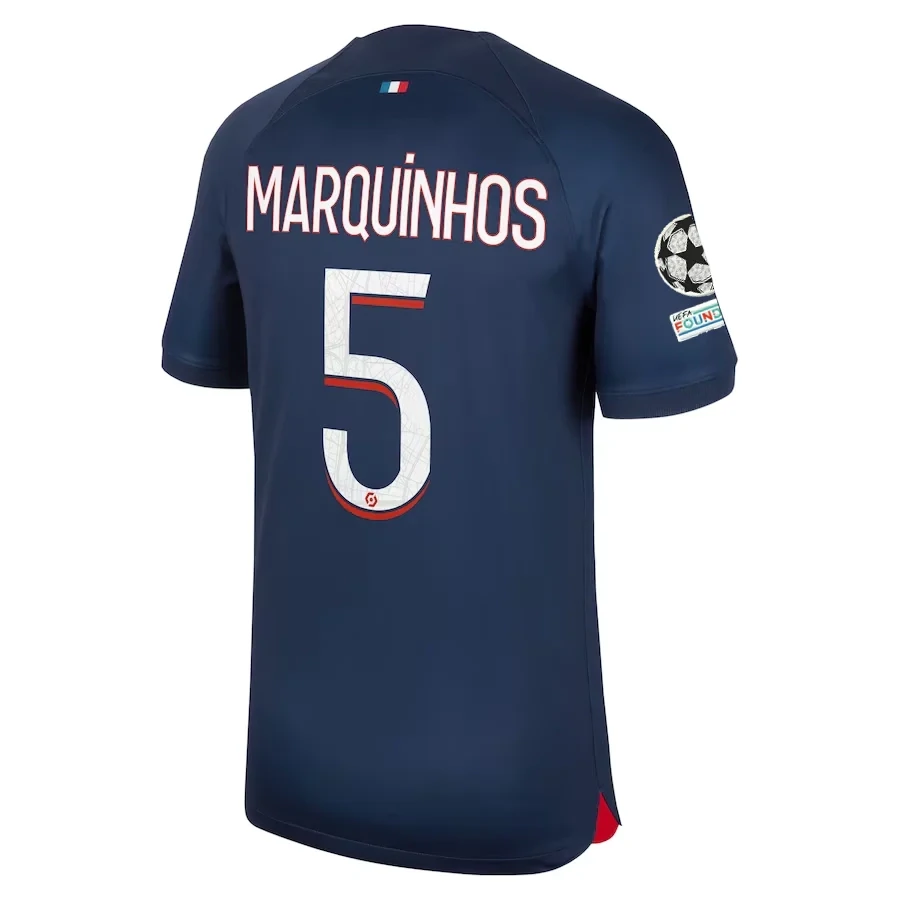 PSG Marquinhos Home Jersey 2023/2024 With Champions League Patches