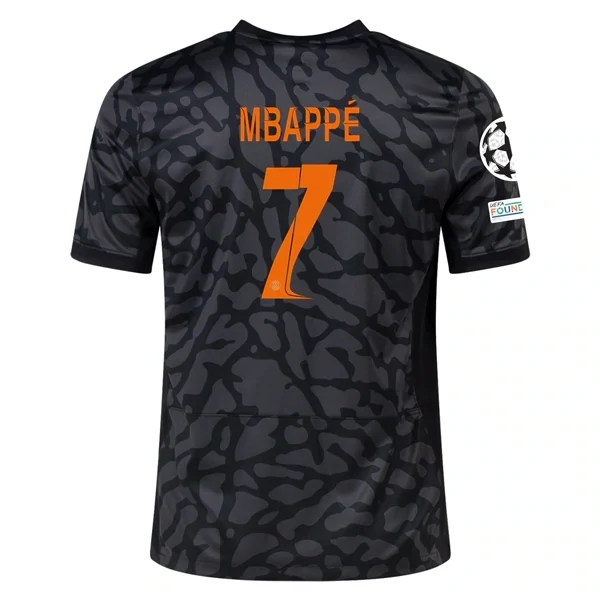 PSG Kylian Mbappe Third Jersey 2023/2024 With Champions League Patches