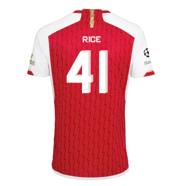 Arsenal Declan Rice Home Jersey 2023/2024 With Champions League Patches