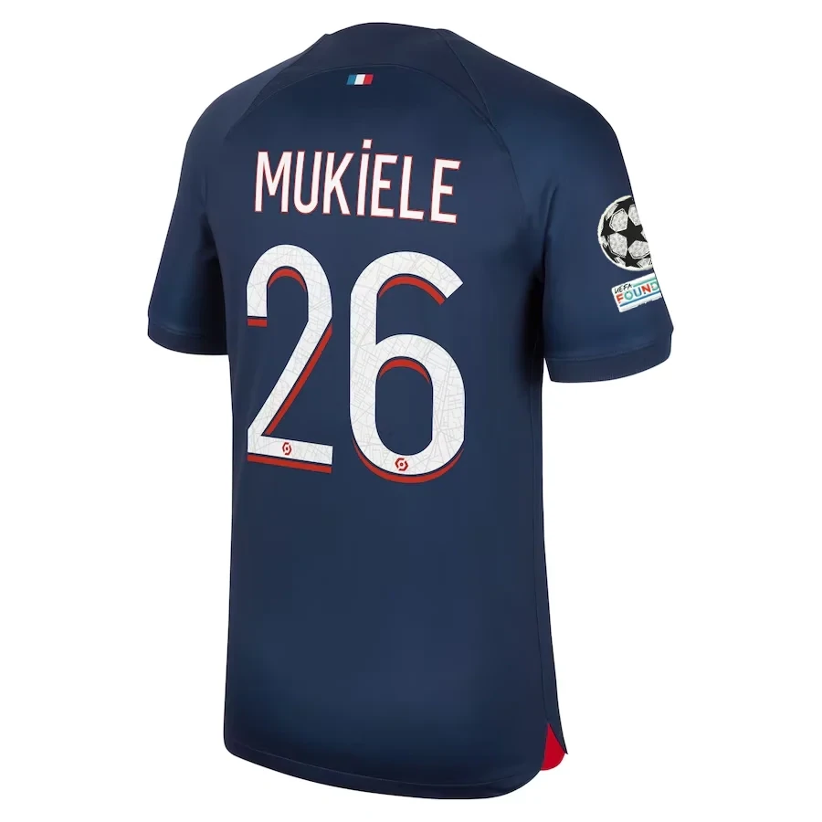PSG Nordi Mukiele Home Jersey 2023/2024 With Champions League Patches