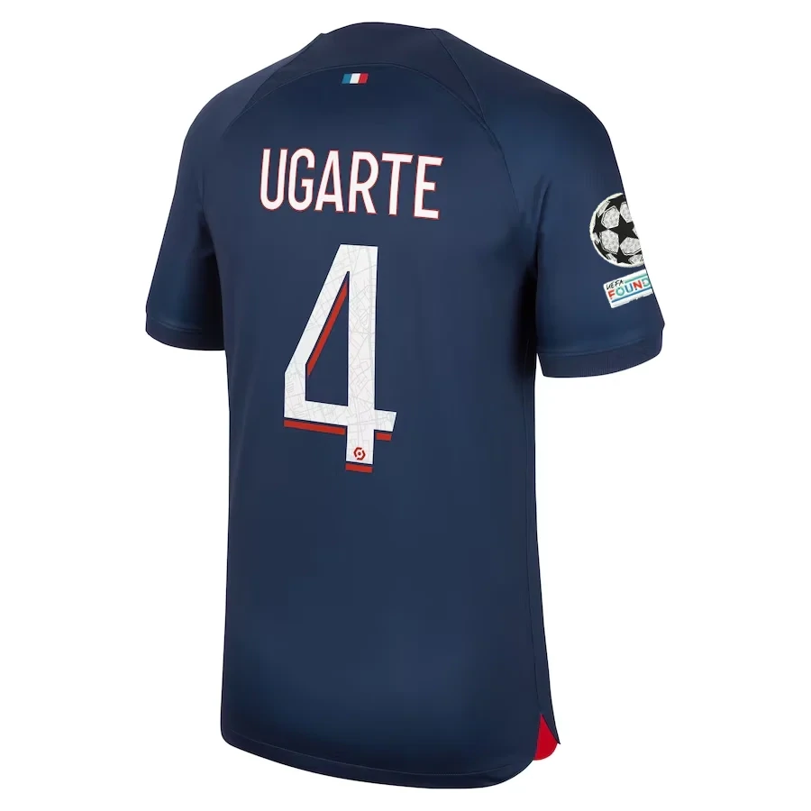 PSG Manuel Ugarte Home Jersey 2023/2024 With Champions League Patches