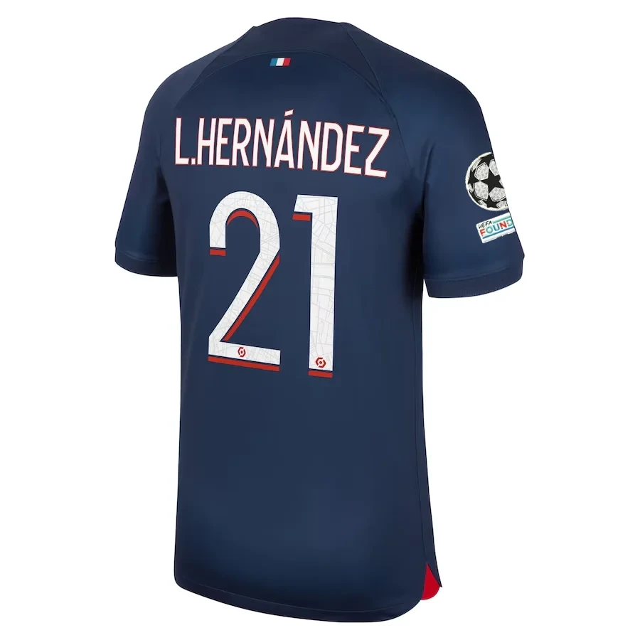 PSG Lucas Hernández Home Jersey 2023/2024 With Champions League Patches
