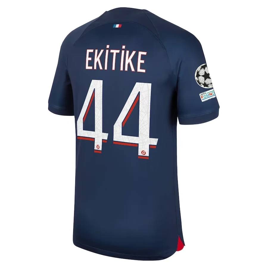 PSG Hugo Ekitike Home Jersey 2023/2024 With Champions League Patches