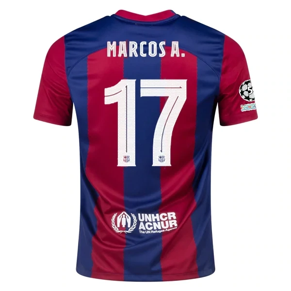 Barcelona Marcos Alonso Home Jersey 2023/2024 With Champions League Patches