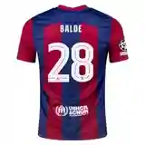 Barcelona Alejandro Balde Home Jersey 2023/2024 With Champions League Patches