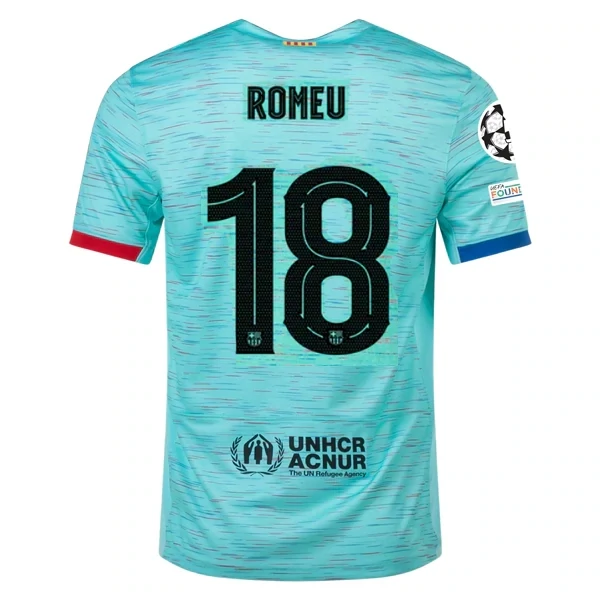 Barcelona Oriol Romeu Third Jersey 2023/2024 With Champions League Patches