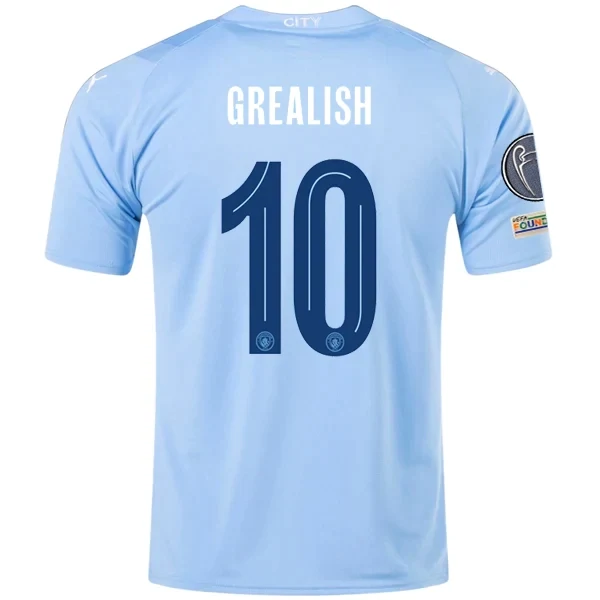 Manchester City Jack Grealish Home Jersey 2023/2024 With Champions League Patches