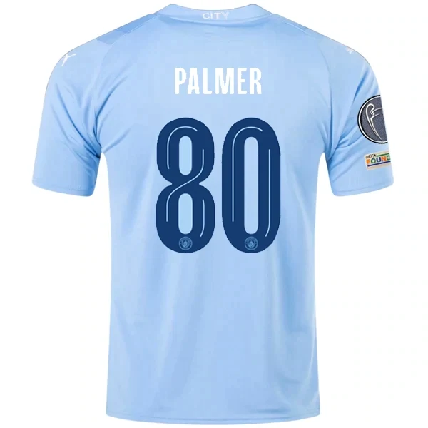 Manchester City Cole Palmer Home Jersey 2023/2024 With Champions League Patches