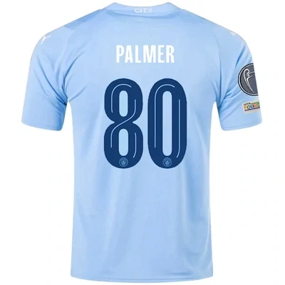 Manchester City Cole Palmer Home Jersey 2023/2024 With Champions League Patches