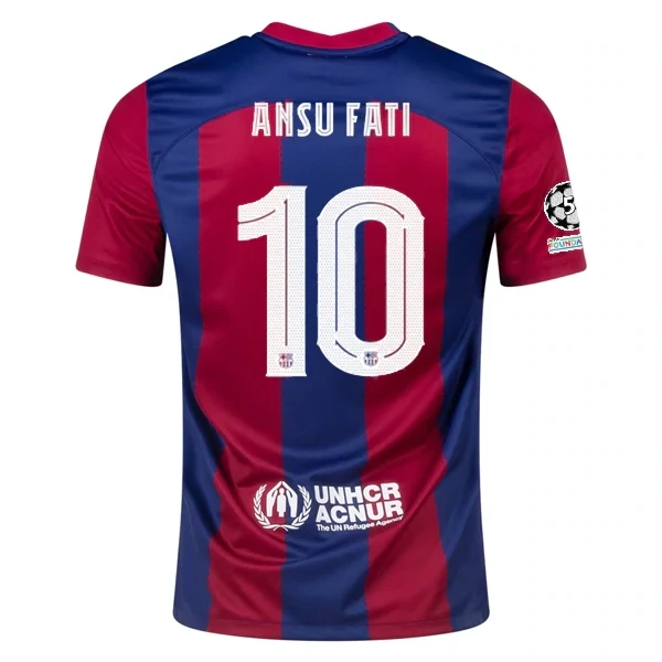 Barcelona Ansu Fati Home Jersey 2023/2024 With Champions League Patches