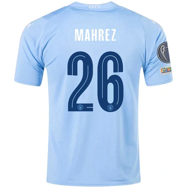 Manchester City Riyad Mahrez Home Jersey 2023/2024 With Champions League Patches