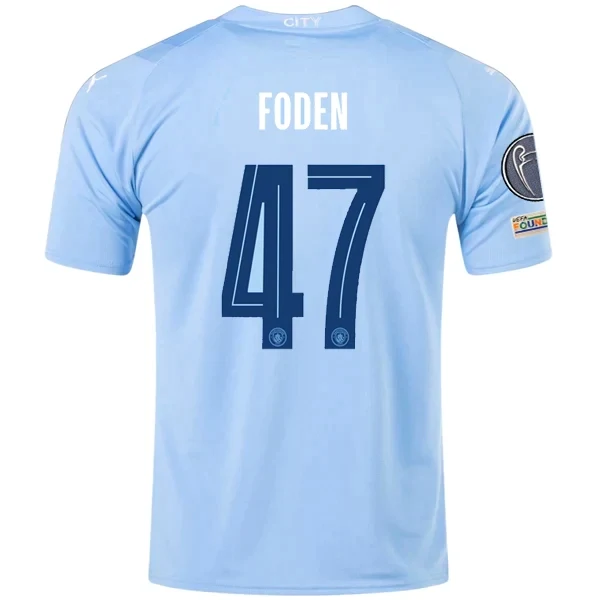Manchester City Phil Foden Home Jersey 2023/2024 With Champions League Patches